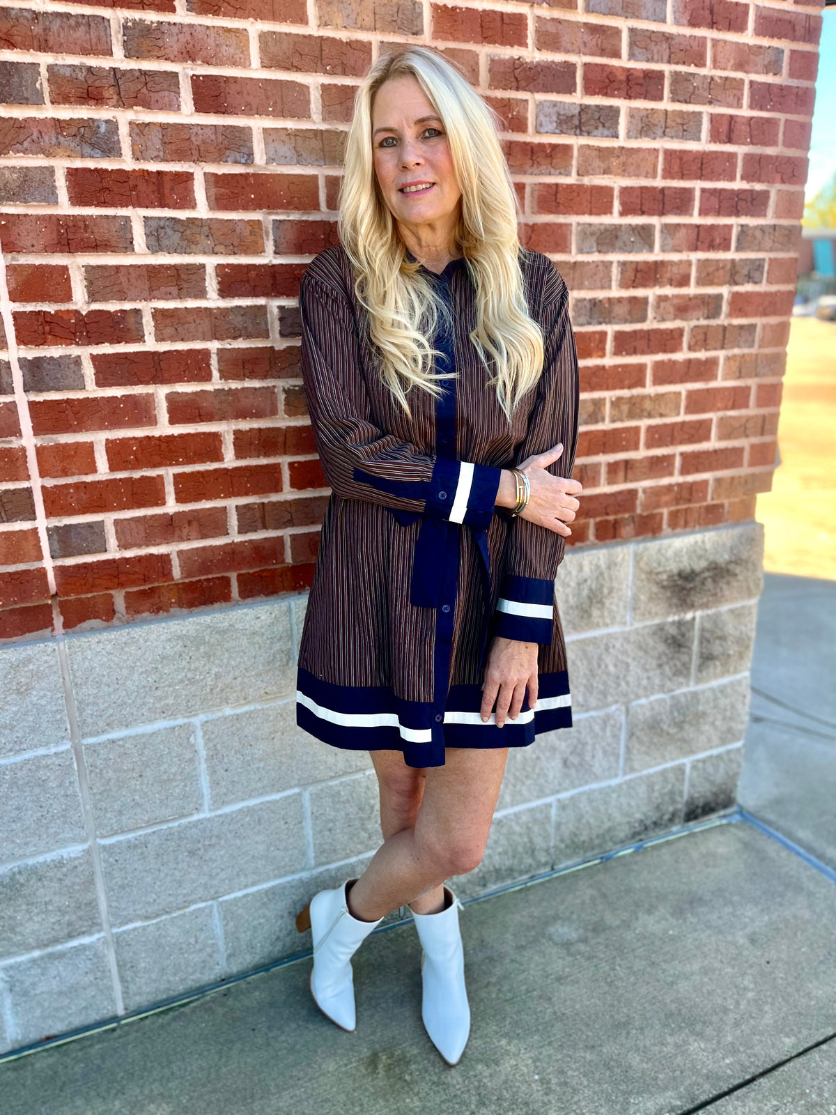 BROWN BUTTON DOWN MINI DRESS
