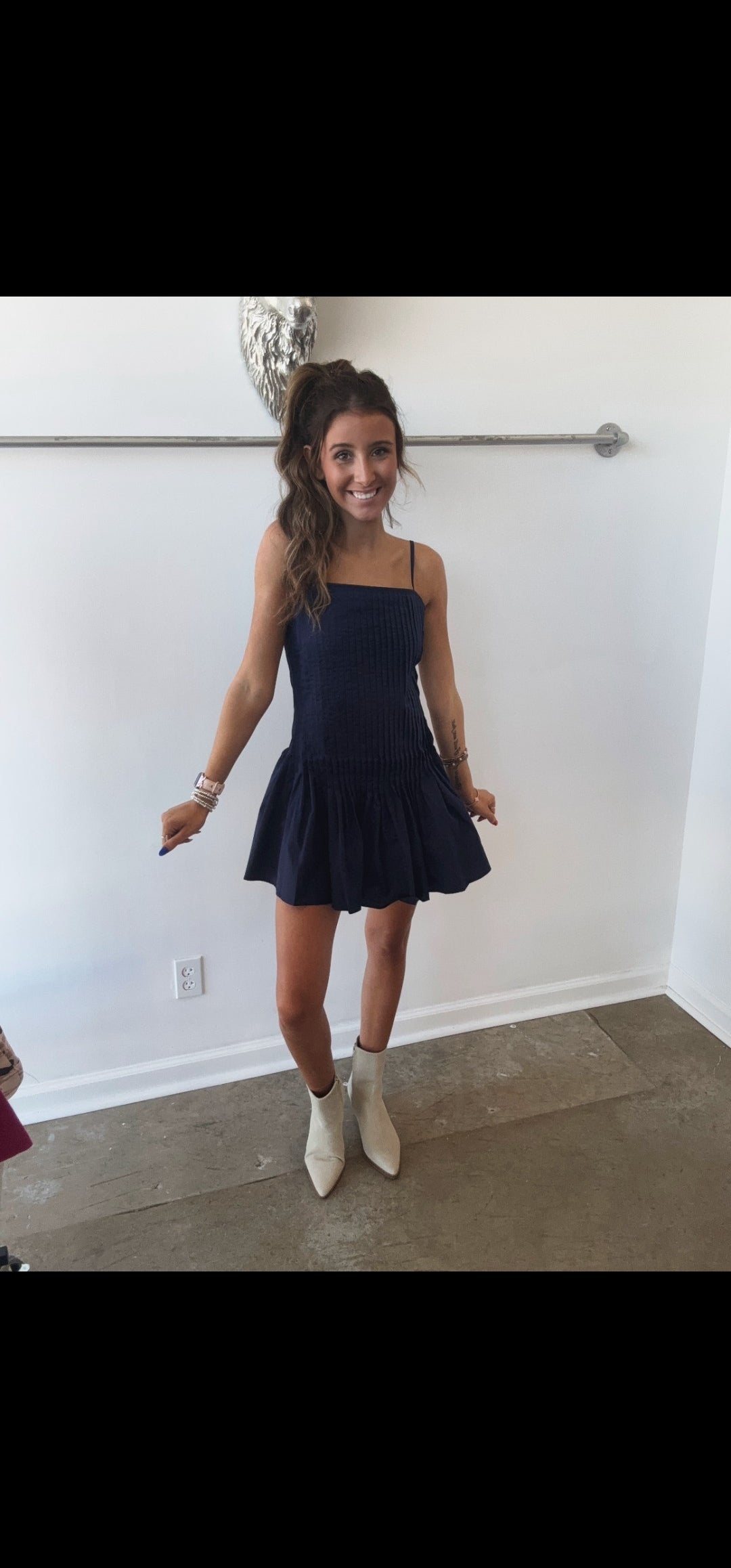 NAVY FIT & FLARE DRESS
