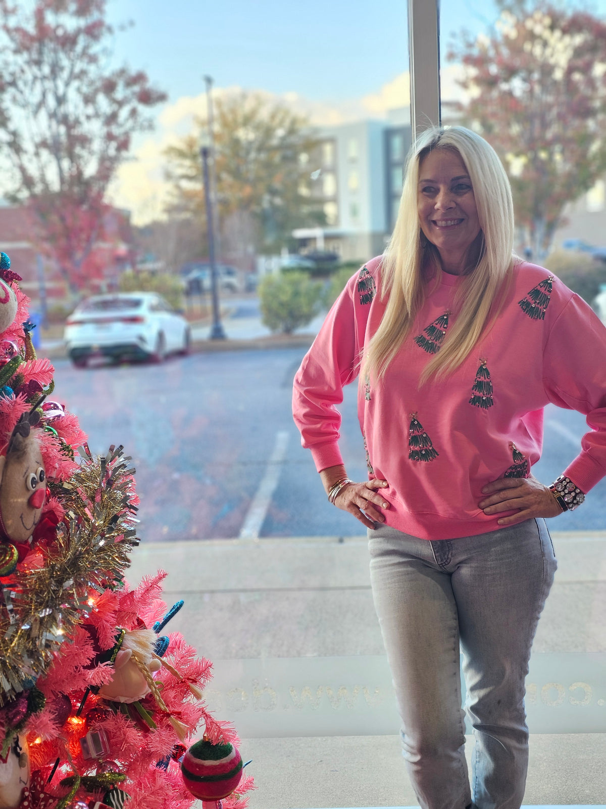 PINK CHRISTMAS TREE SWEATER