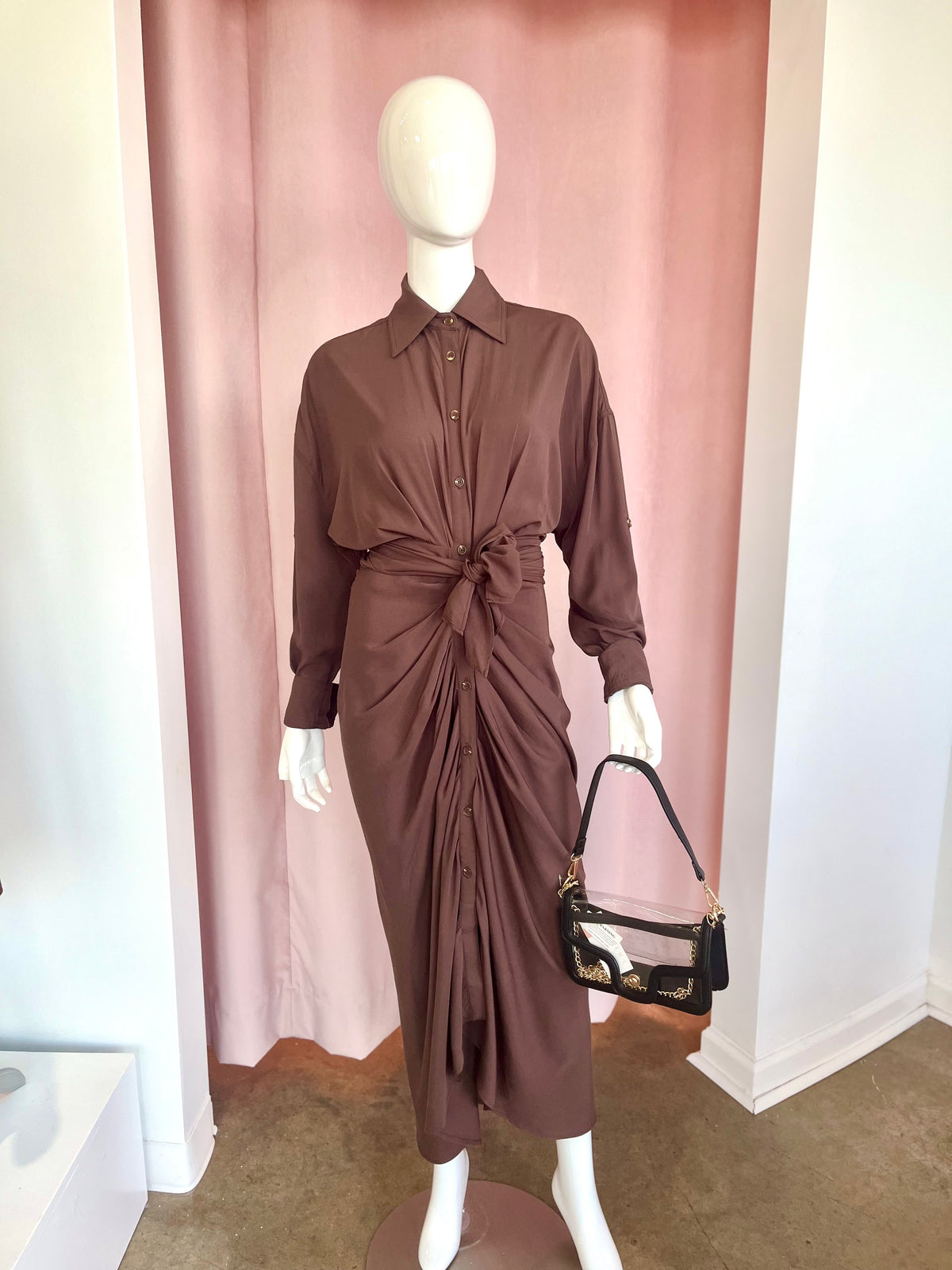 TENCEL SHIRT DRESS TIE IN FRONT