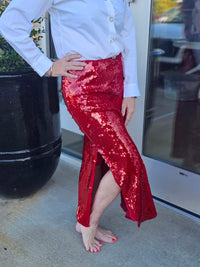 RED SEQUINS SKIRT
