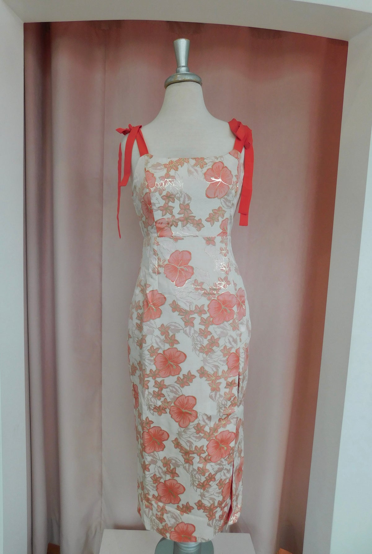 Vibrant Floral Side-Slit Midi Dress
