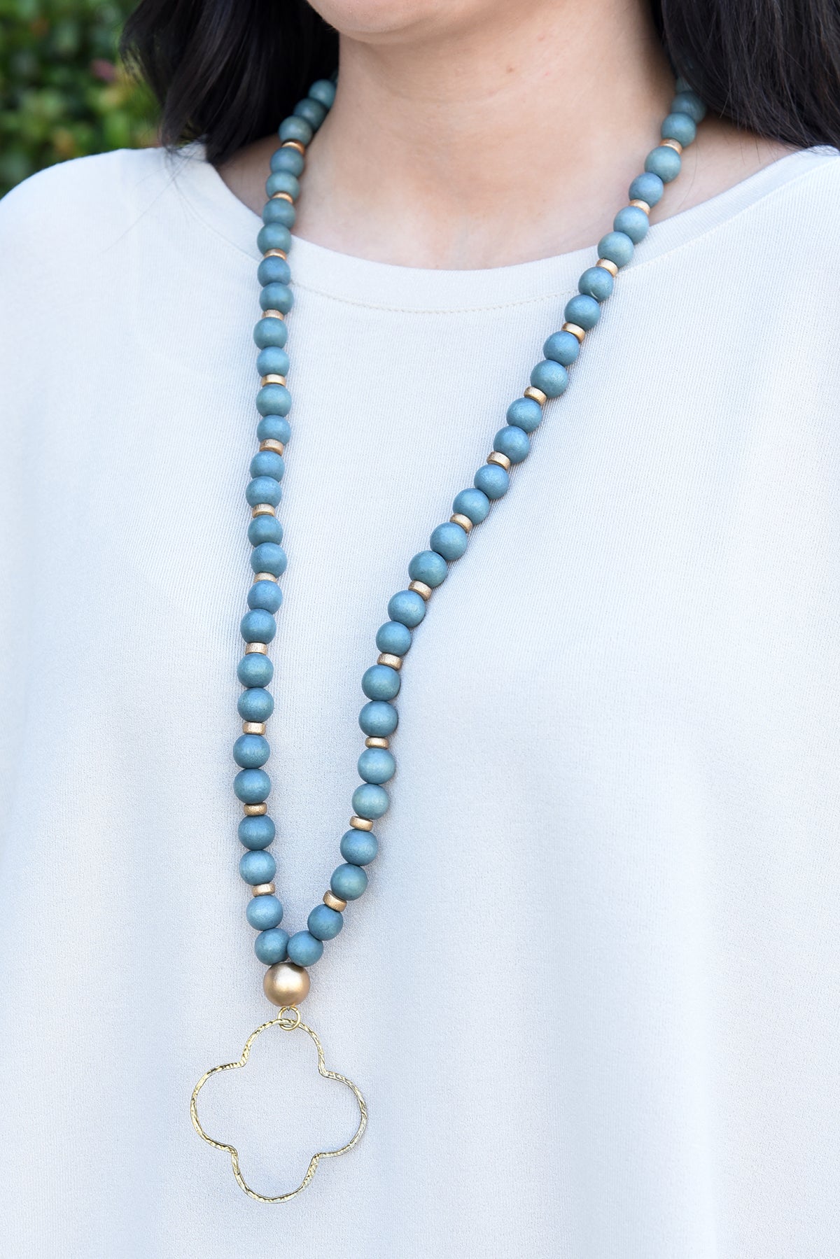 THE AVA NECKLACE -STEEL BLUE