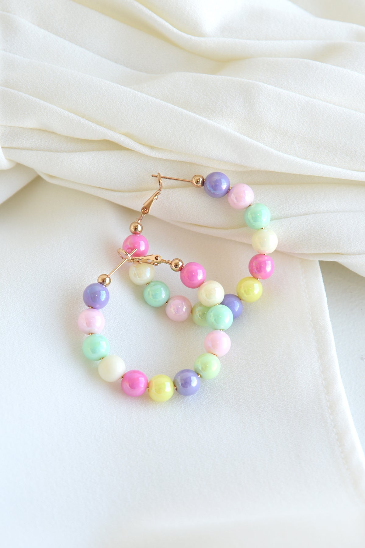 PASTEL BALL HOOP EARRINGS