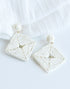 SQUARE RAFFIA EARRINGS -IVORY