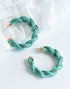 RAFFIA AND WIRE TWISTED HOOP EARRINGS -TURQUOISE