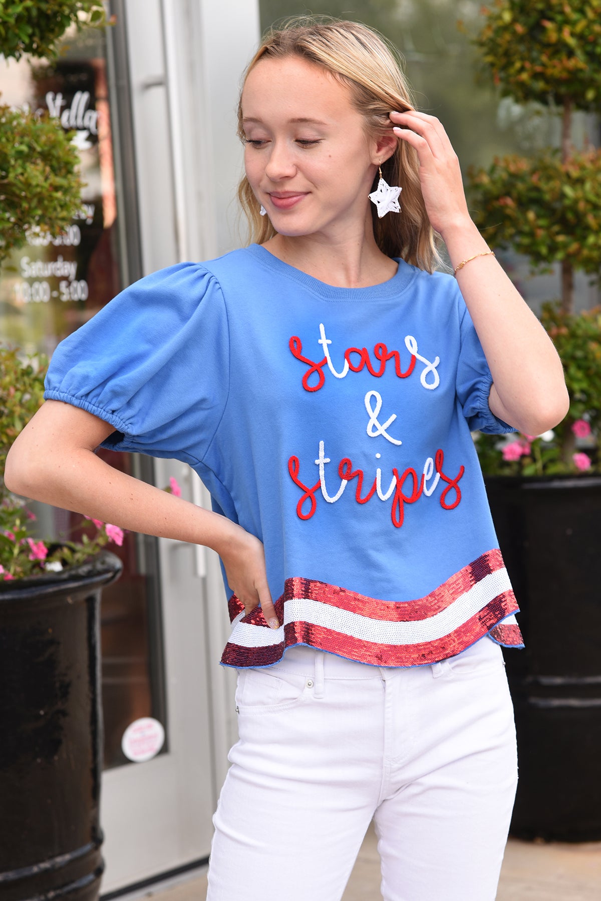 STARS AND STRIPES TOP -BLUE