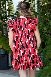 ABBY DRESS -TAILGATE TIME RED & BLACK