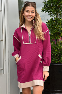 CUTE AND COZY SWEATER DRESS- MAGENTA