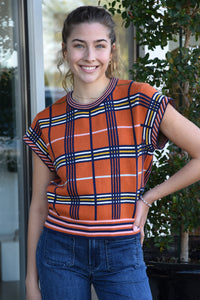 THML PATTY’S PLAID TOP-CREAM ORANGE