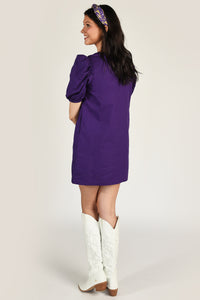 LSU SEQUIN PUFF SLEEVE DRESS