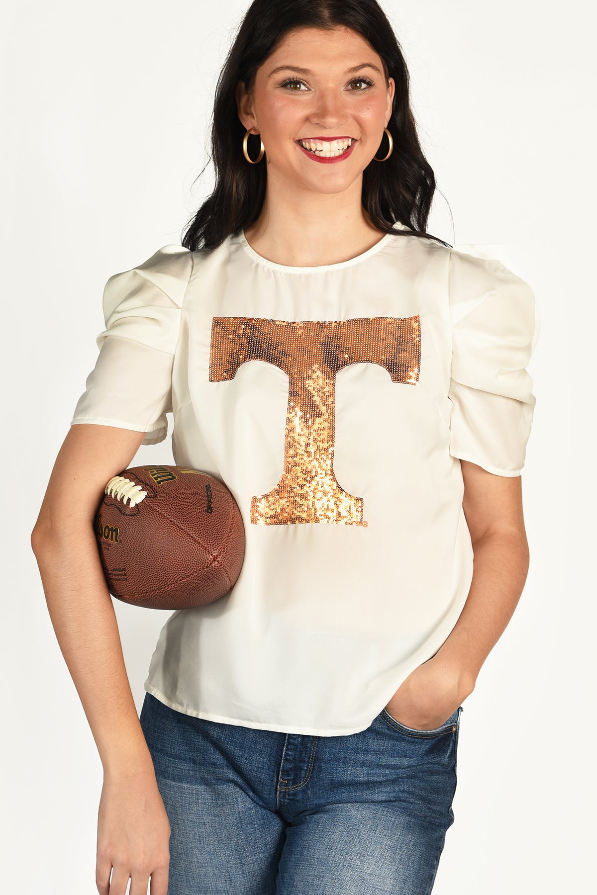 TENNESSEE SEQUIN PUFF SLEEVE TOP