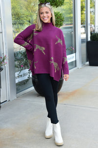 ON THE PROWL SWEATER -PLUM