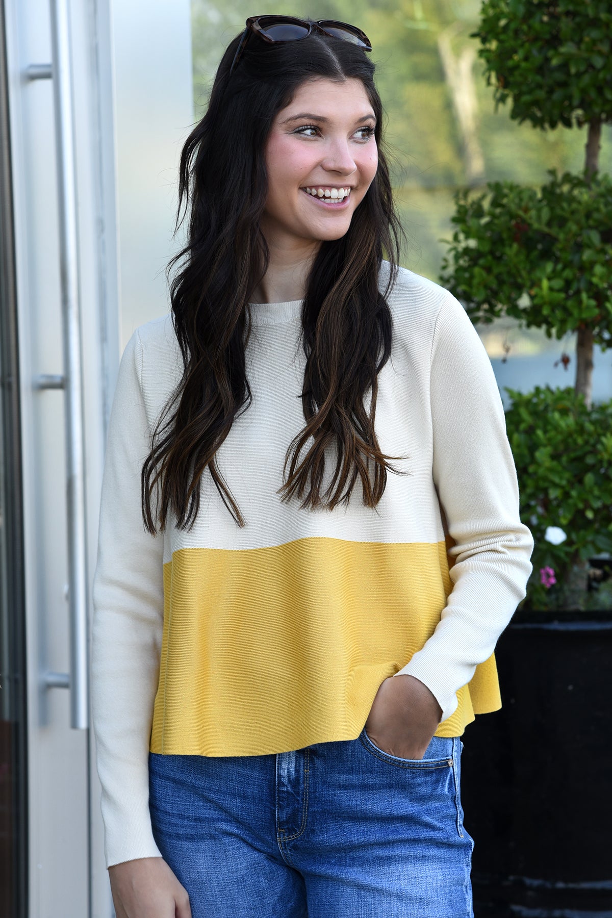 THINK ABOUT IT SWEATER -YELLOW/OAT