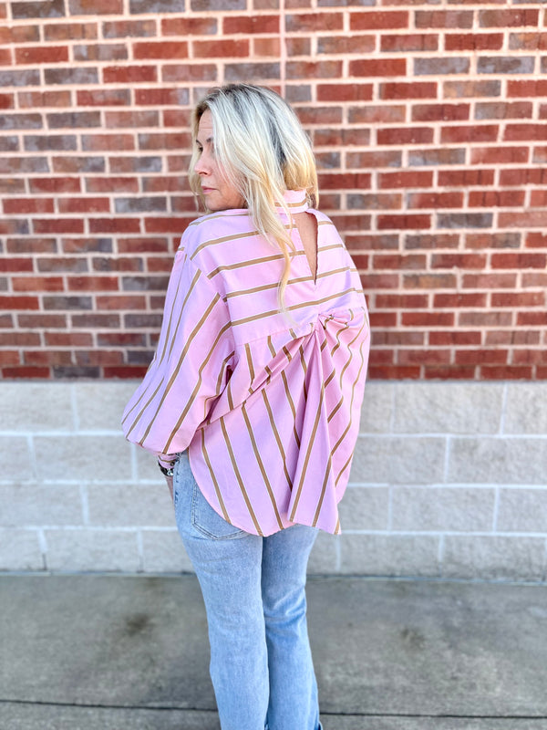 STRIPED OVERSIZE WOVEN TOP