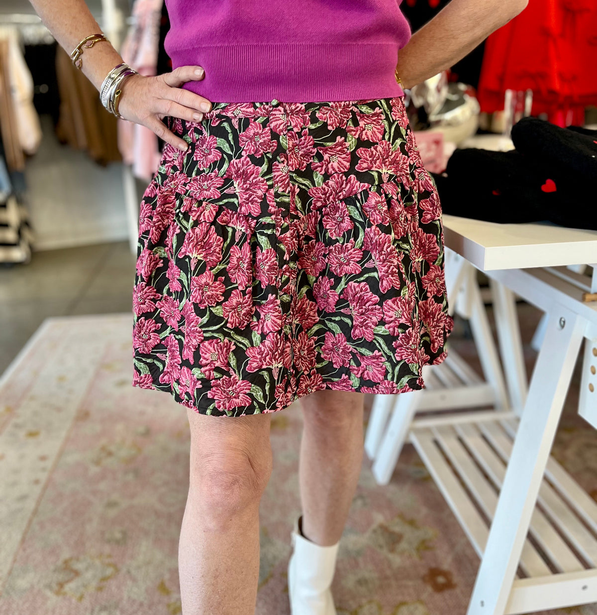 FLORAL TIERED MINI SKIRT