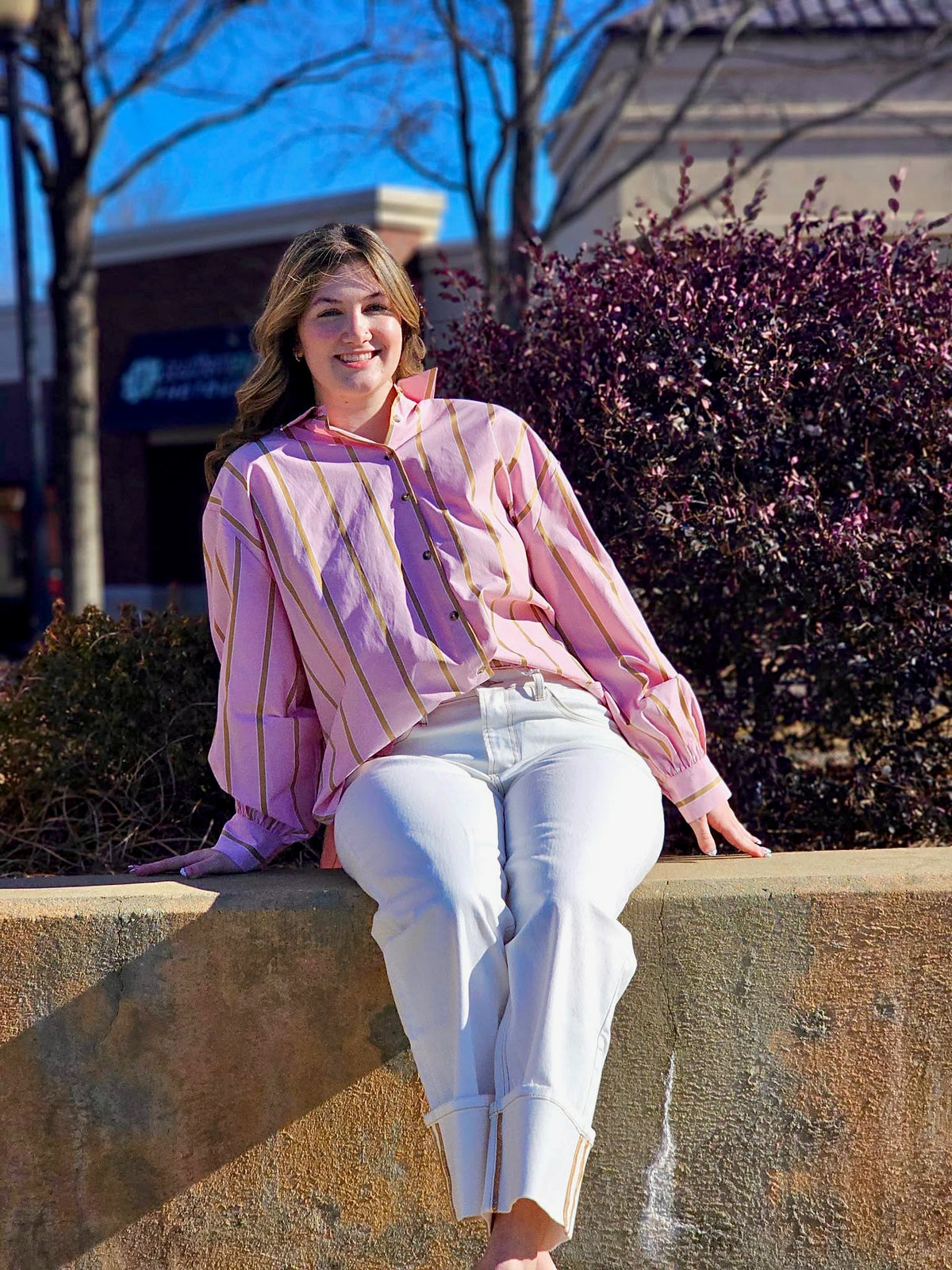 STRIPED OVERSIZE WOVEN TOP - Dear Stella Boutique