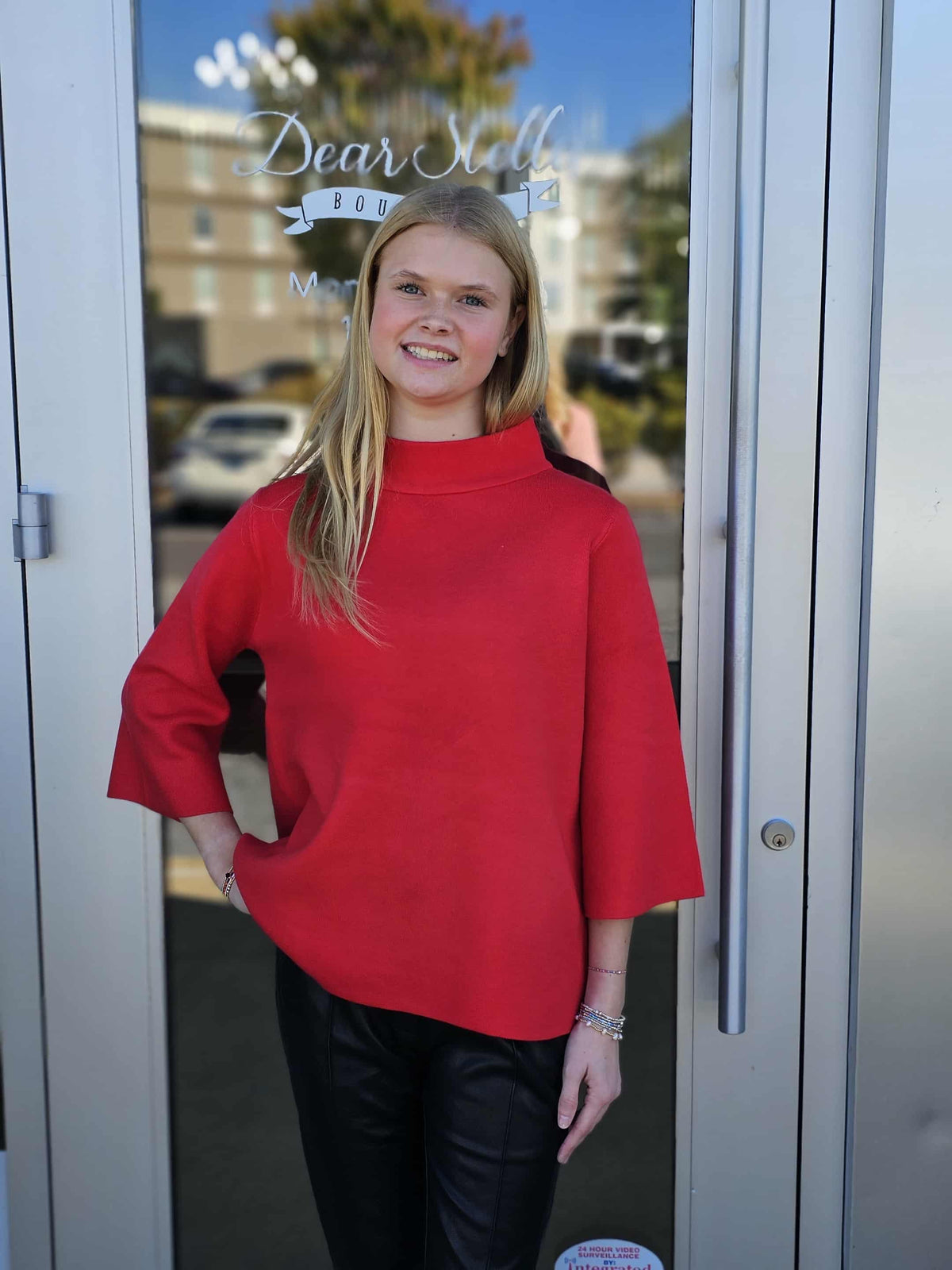 RED V-NECK SWEATER