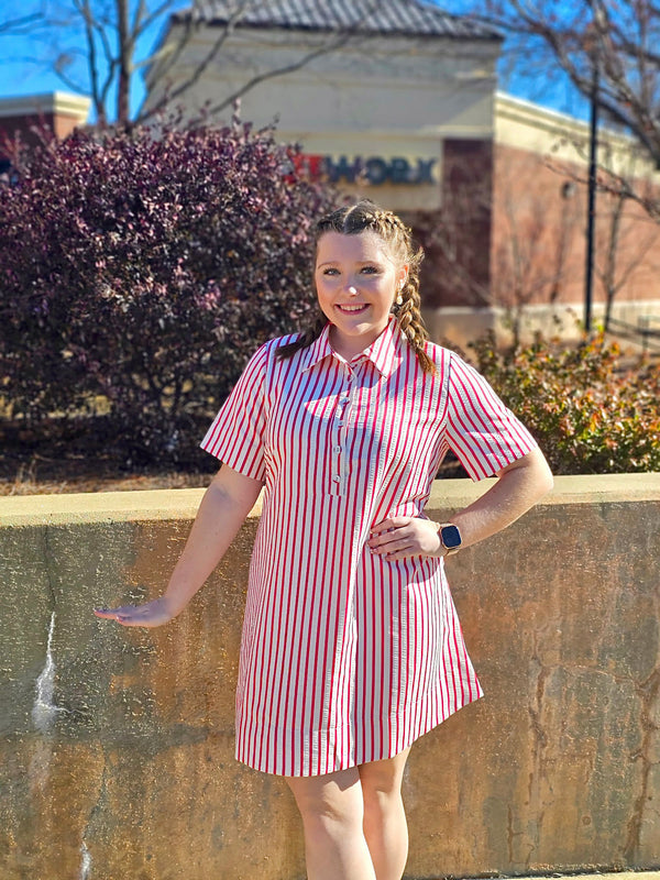 STRIPED SHORTSLEEVE DRESS - Dear Stella Boutique