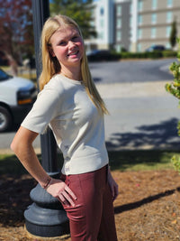 SIDE BOW BUTTONED KNITTED TOP