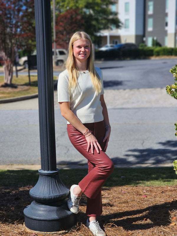 SIDE BOW BUTTONED KNITTED TOP