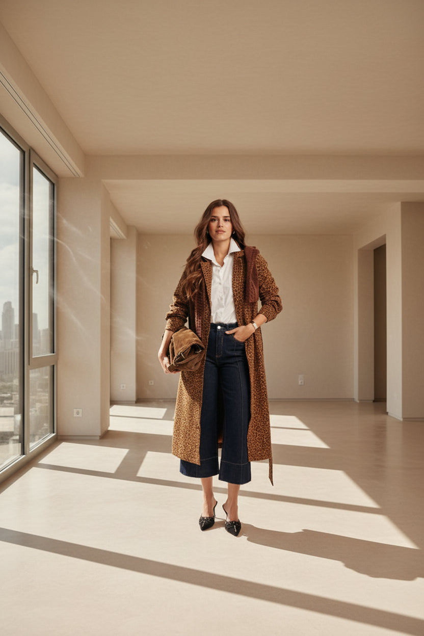 CHEETAH PRINT TRENCH COAT