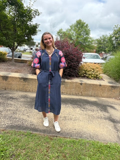 Navy floral dress