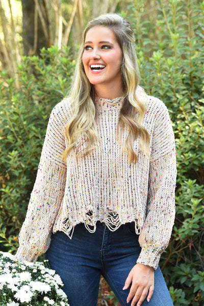 Confetti distressed sweater sale