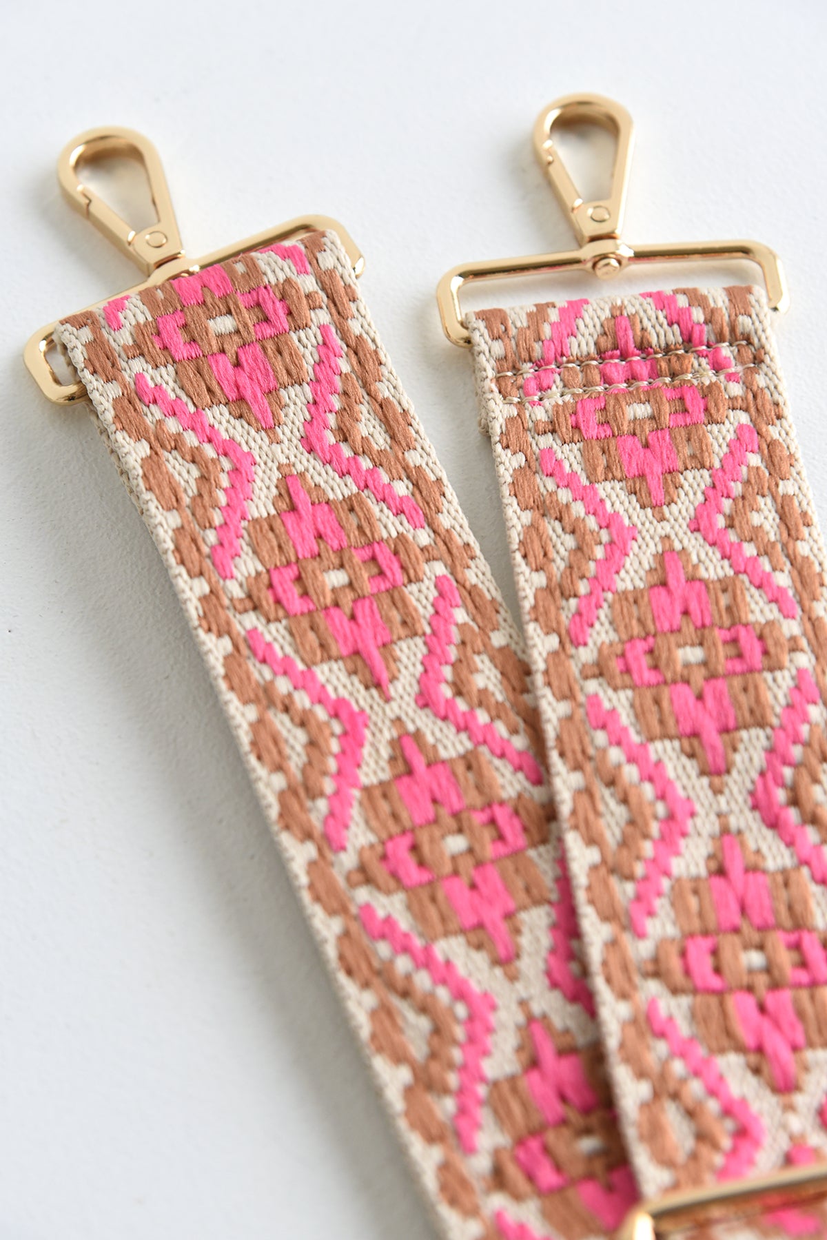 AHDORNED PINK/BROWN EMBROIDERED STRAP