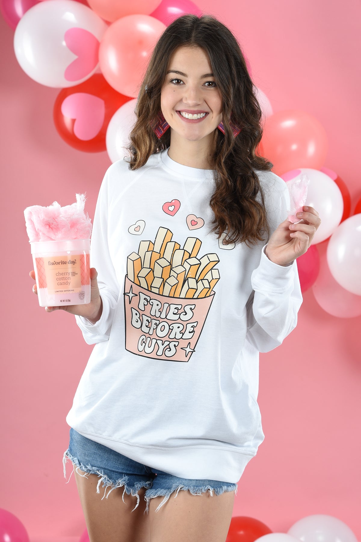 FRIES BEFORE GUYS GRAPHIC SWEATSHIRT Dear Stella Boutique