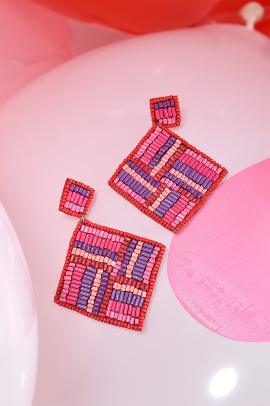 SQUARE BEADED EARRINGS