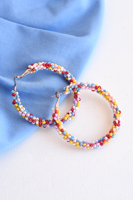 MULTI BEADED HOOP EARRINGS