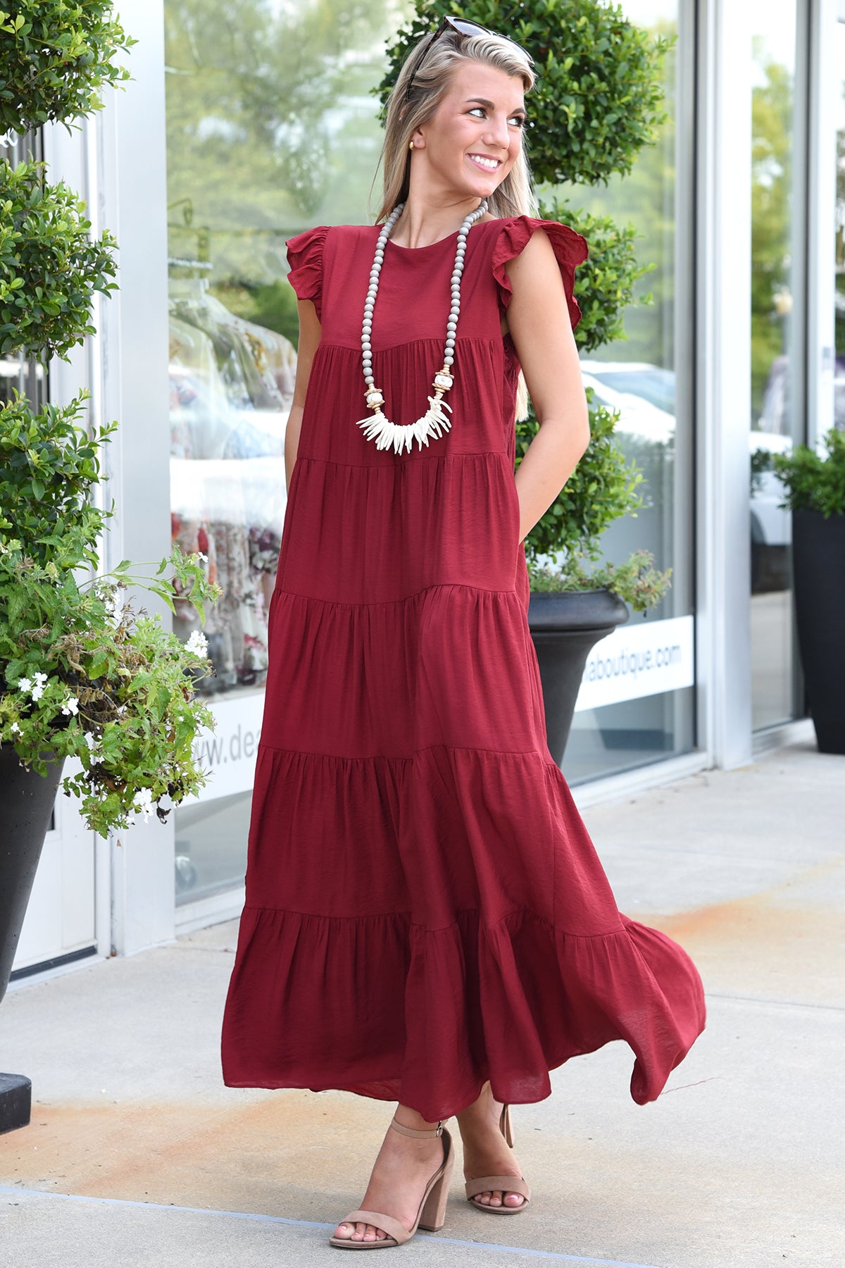 LOTS OF LOVE DRESS-BURGUNDY