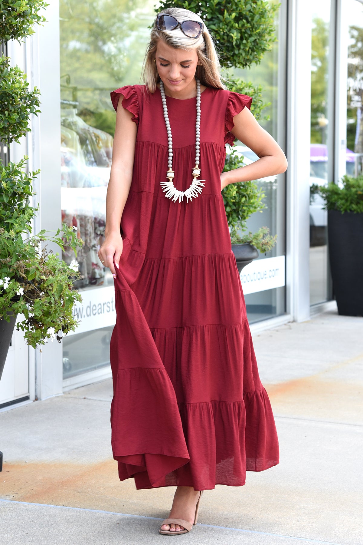 LOTS OF LOVE DRESS-BURGUNDY