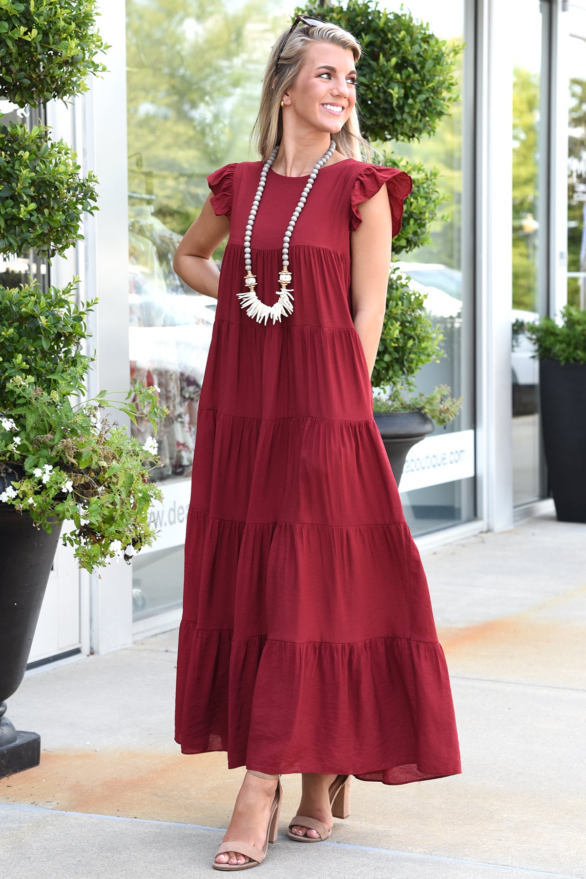 Burgundy boutique dress hotsell