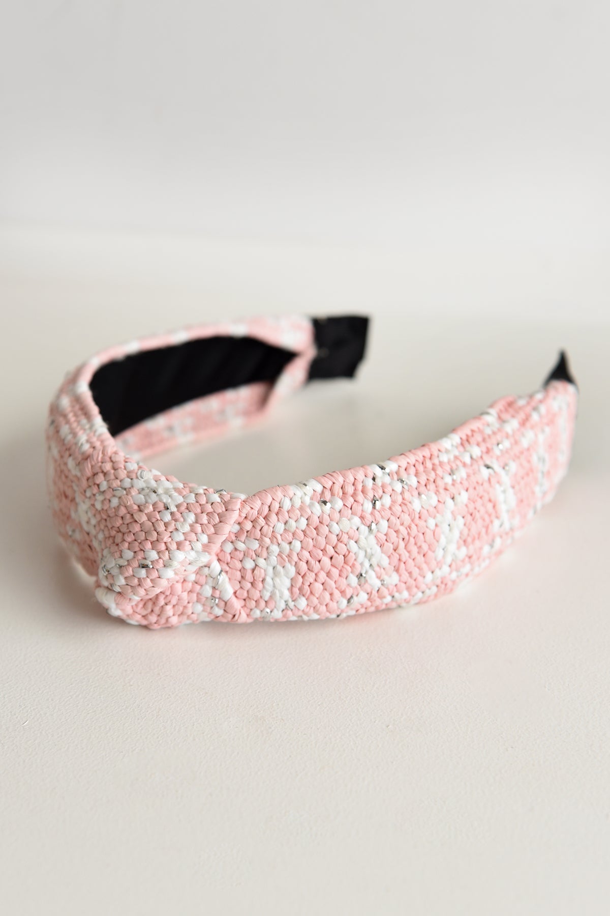 PINK AND WHITE KNOTTED HEADBAND