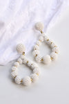 WHITE BEADED TEARDROP EARRINGS