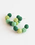 STRAW BALLED HOOP EARRINGS -GREEN