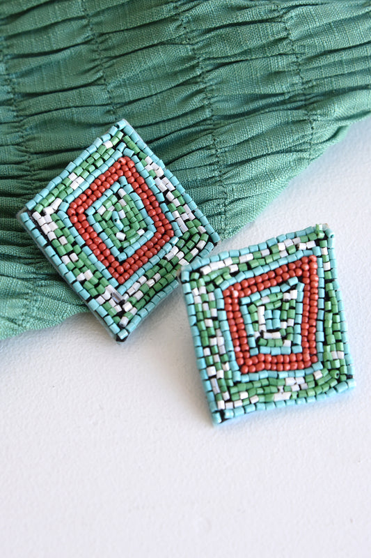 GREEN BEADED EARRINGS