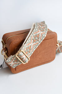 AHDORNED TAN EMBROIDERED STRAP