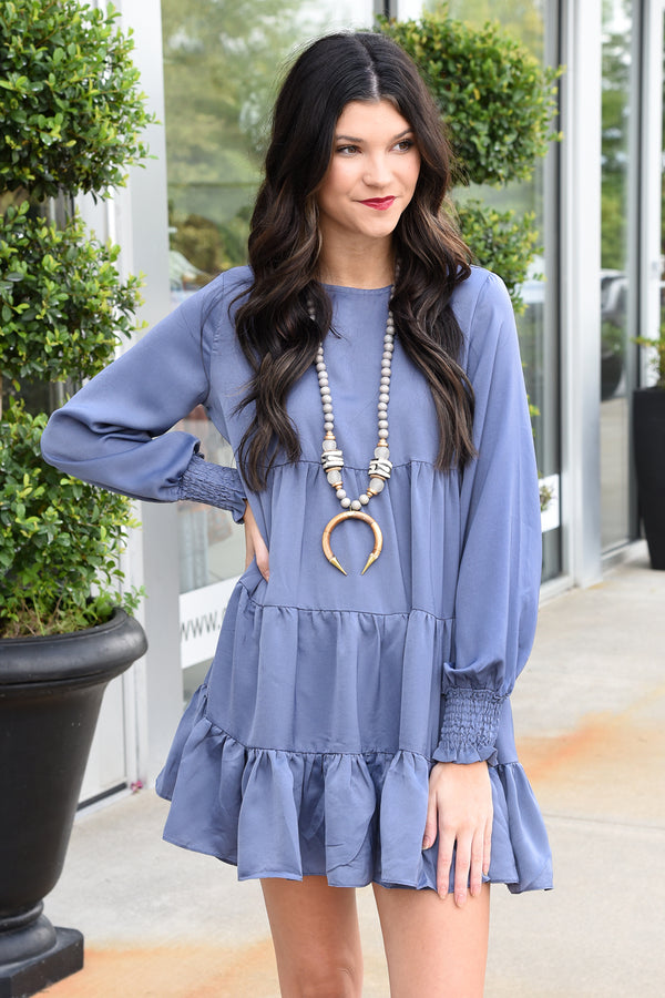 ELEGANCE DRESS - SMOKEY BLUE