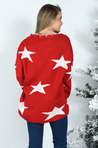 JUST RELAX SWEATER -RED