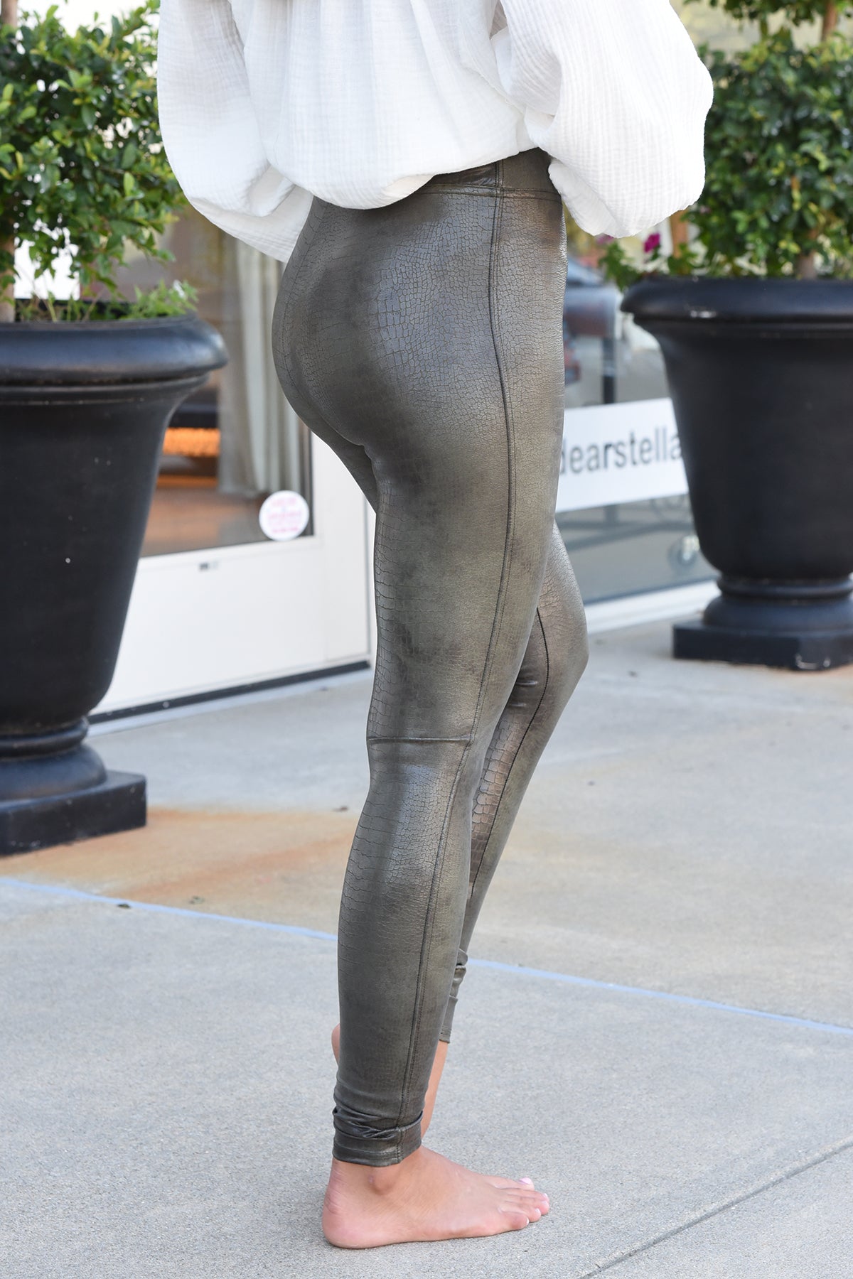 Gray faux leather on sale leggings