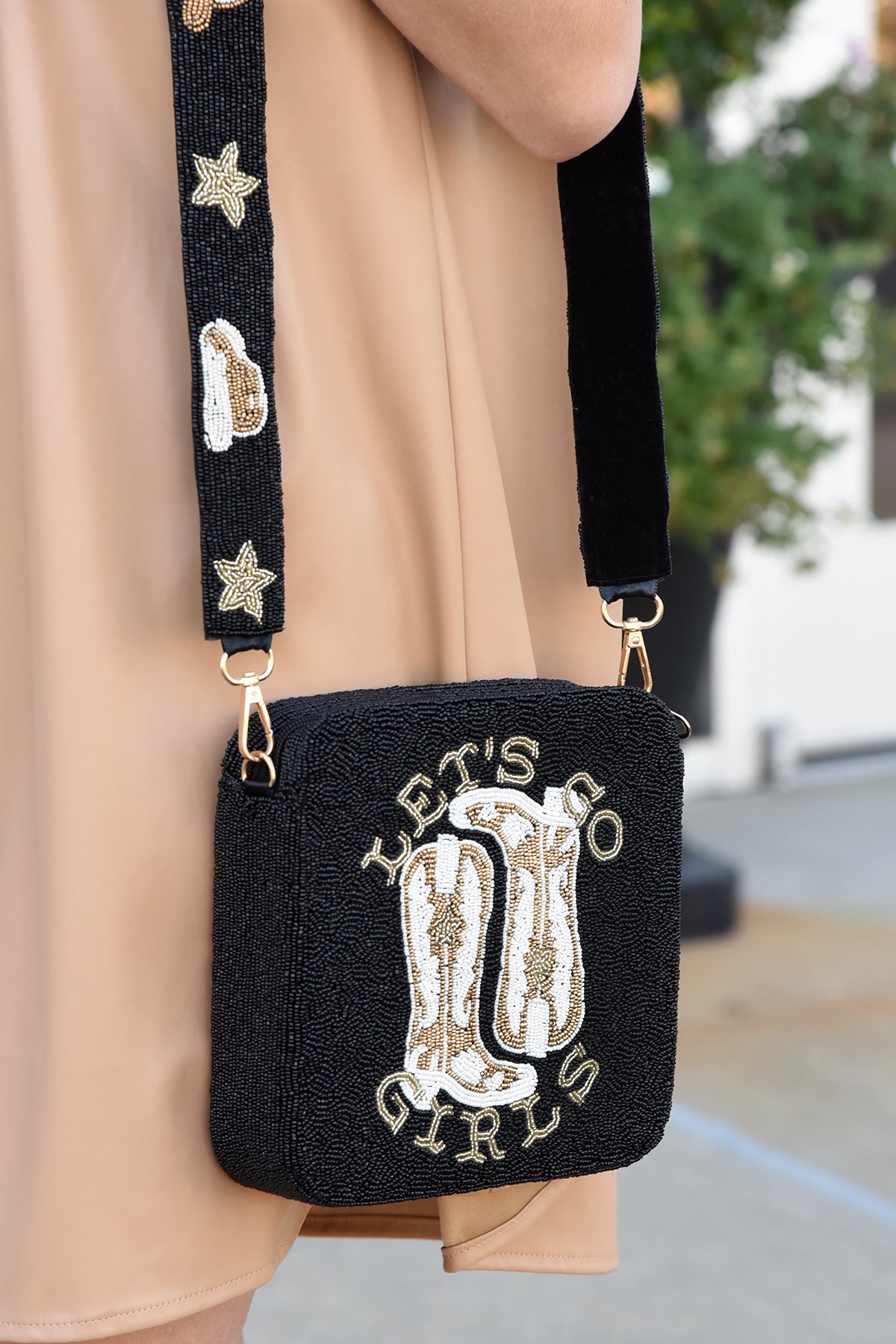 Black beaded best sale crossbody bag