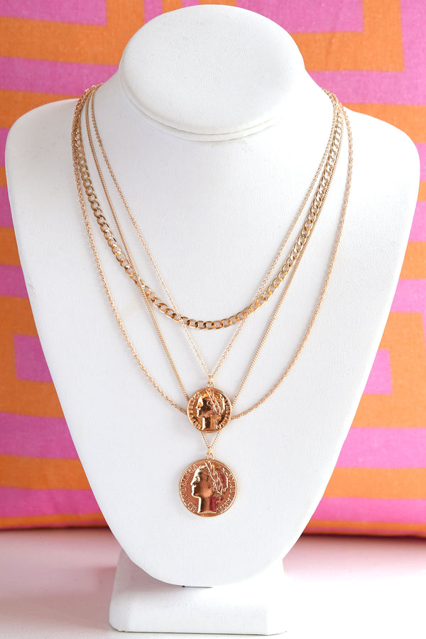 LAYERED GOLD COIN NECKLACE - Dear Stella Boutique