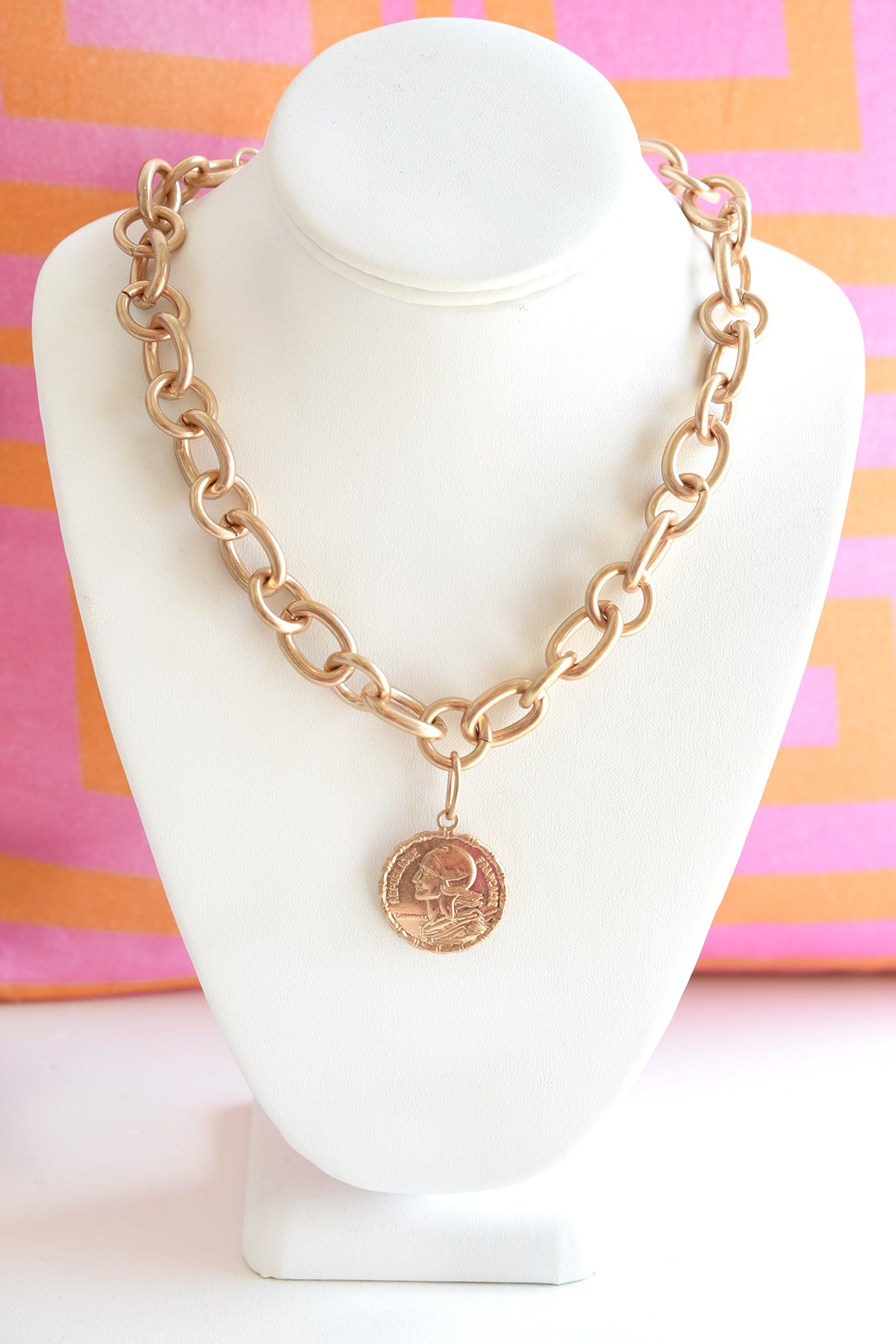 GOLD COIN CHAIN LINK NECKLACE - Dear Stella Boutique