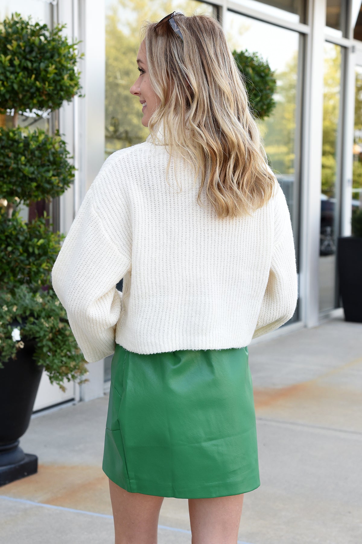 STAY HERE FOREVER LEATHER SKIRT -GREEN