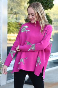 **RESTOCK** ON THE PROWL SWEATER -PINK