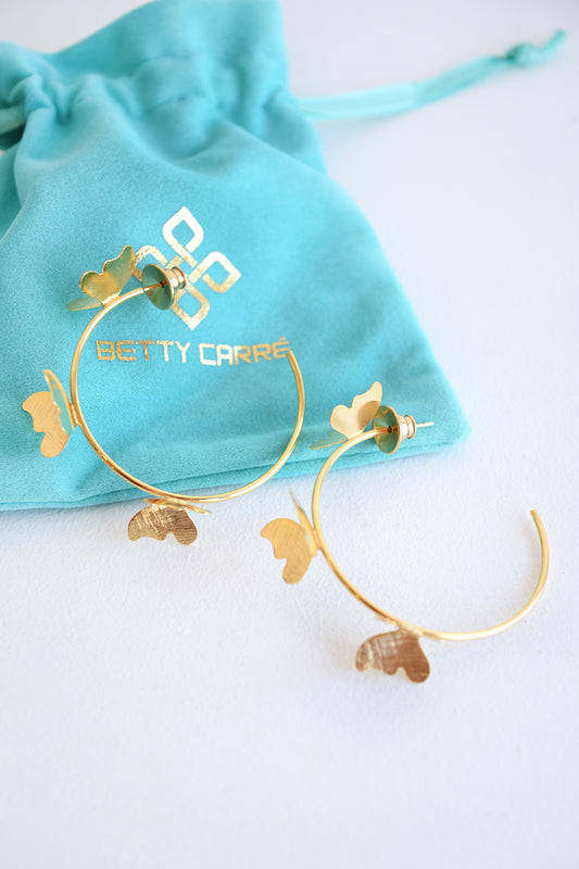 BETTY CARRE BUTTERFLY GOLD HOOPS