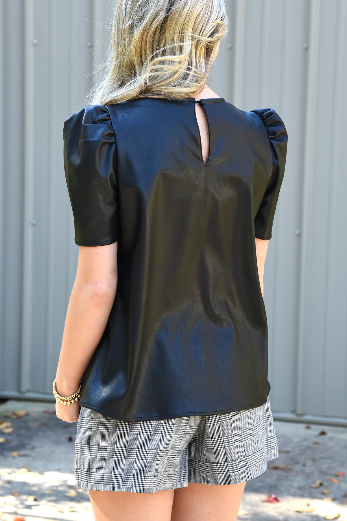 THML LIVING A DREAM LEATHER TOP -BLACK